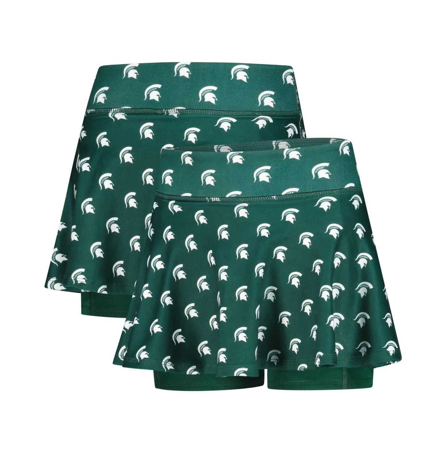 Юбка-шорты ZooZatz Green Michigan State Spartans All-Over Print Tennis Skort для девочек — фото 1
