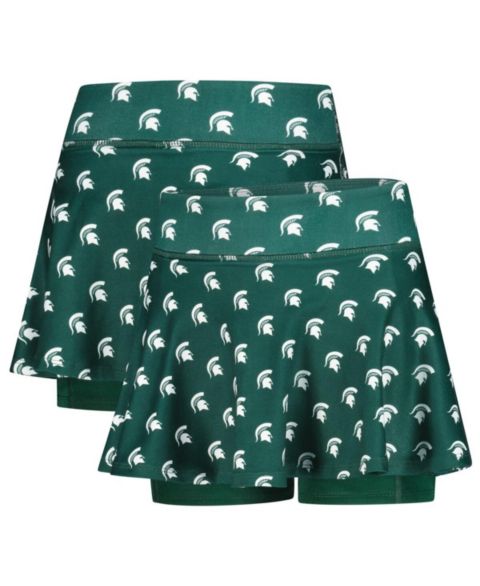Юбка-шорты ZooZatz Green Michigan State Spartans All-Over Print Tennis Skort для девочек