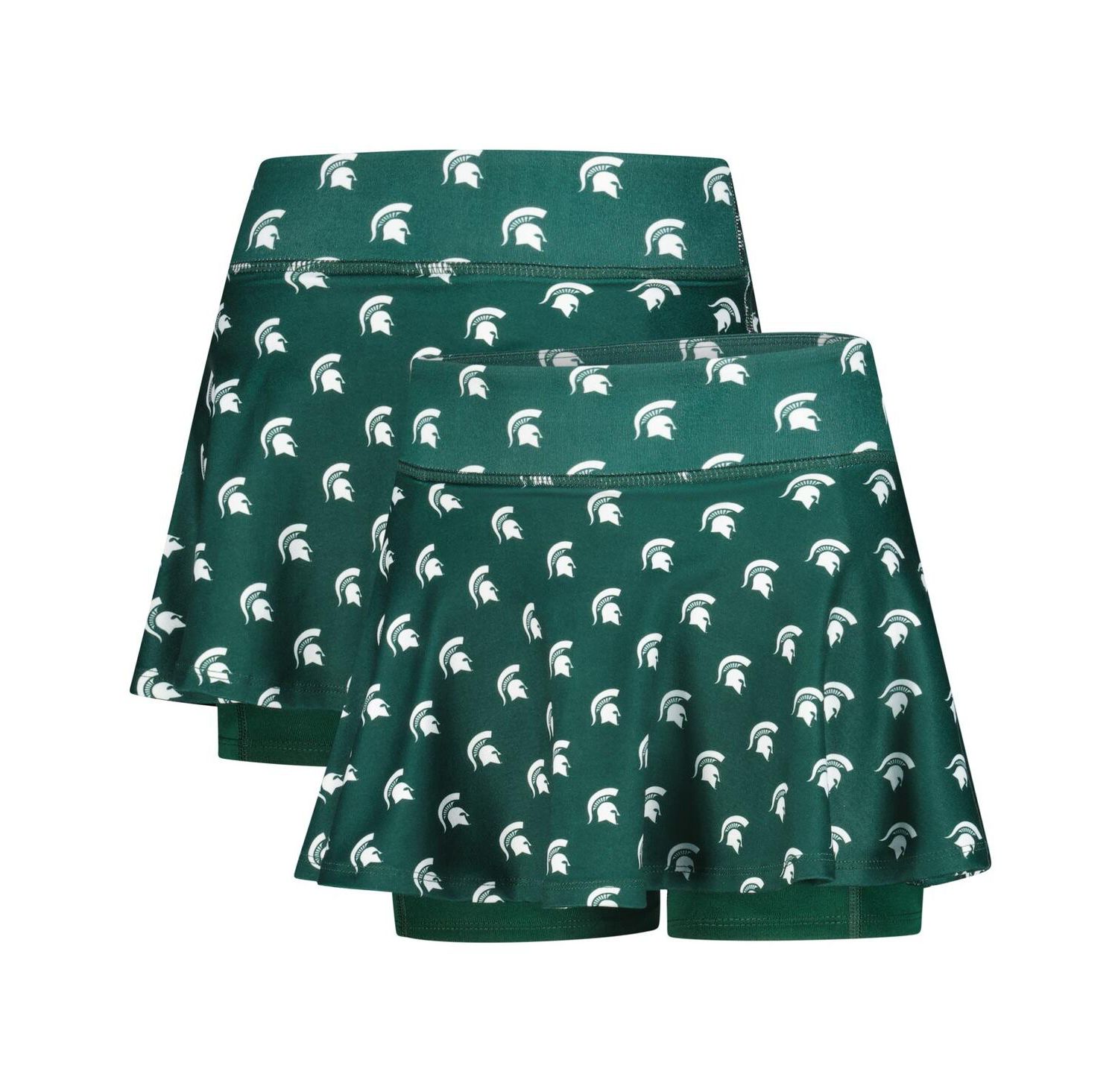 Big Girls Green Michigan State Spartans All-Over Print Tennis Skort