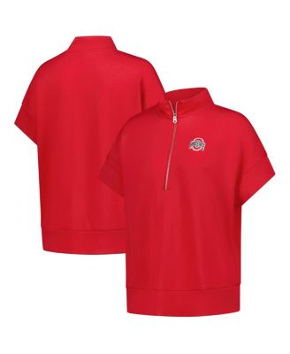 Women's Scarlet Ohio State Buckeyes Tri-Blend Quarter-Zip Flowy Top