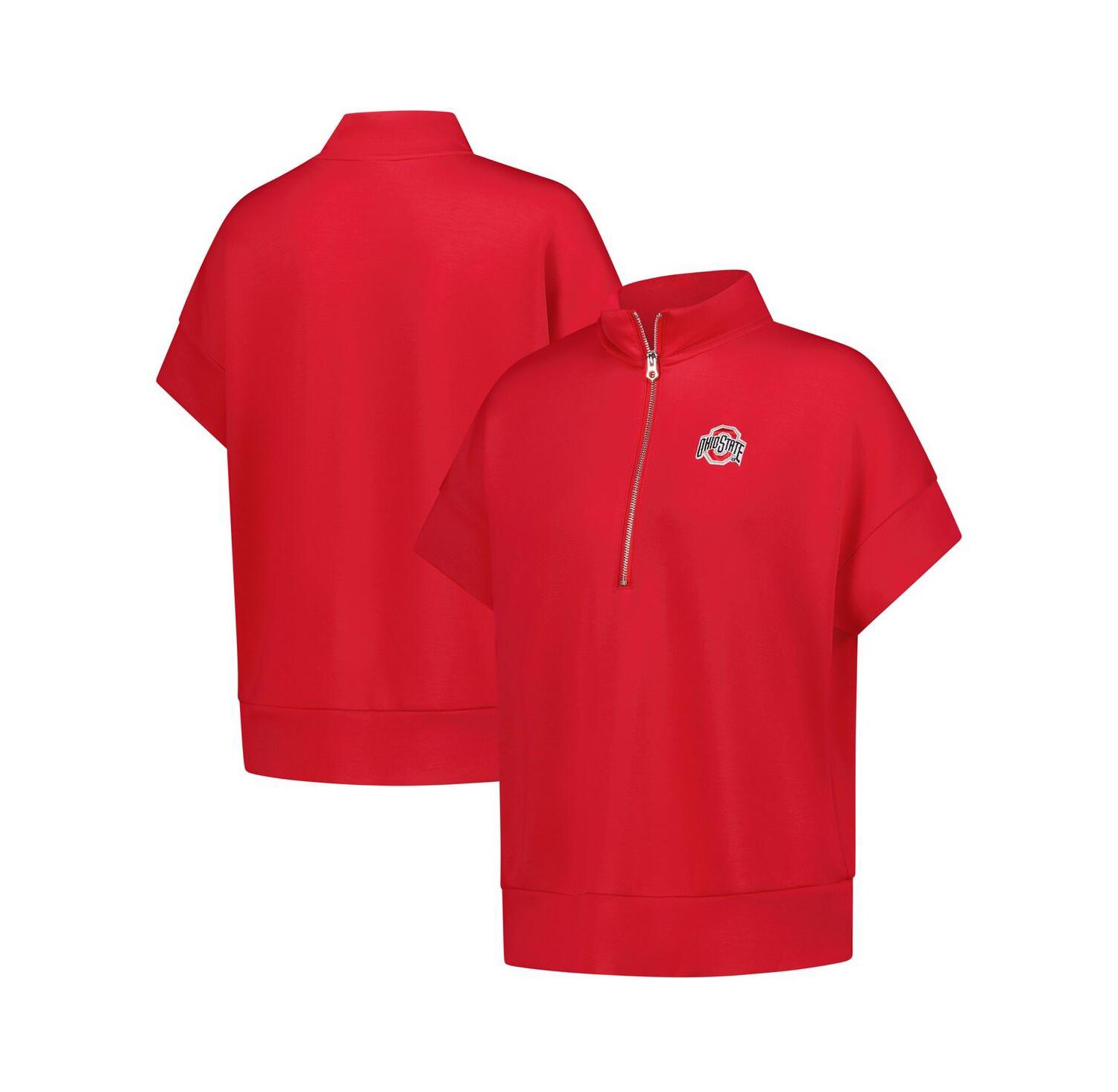 Women's Scarlet Ohio State Buckeyes Tri-Blend Quarter-Zip Flowy Top