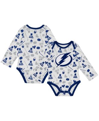 Baby Boys and Girls White Tampa Bay Lightning Quick Learner Long Sleeve Bodysuit