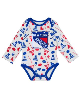 Baby Boys and Girls White New York Rangers Quick Learner Long Sleeve Bodysuit