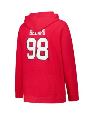 Women's Connor Bedard Red Chicago Blackhawks Plus Size Name & Number Thermal Pullover Hoodie