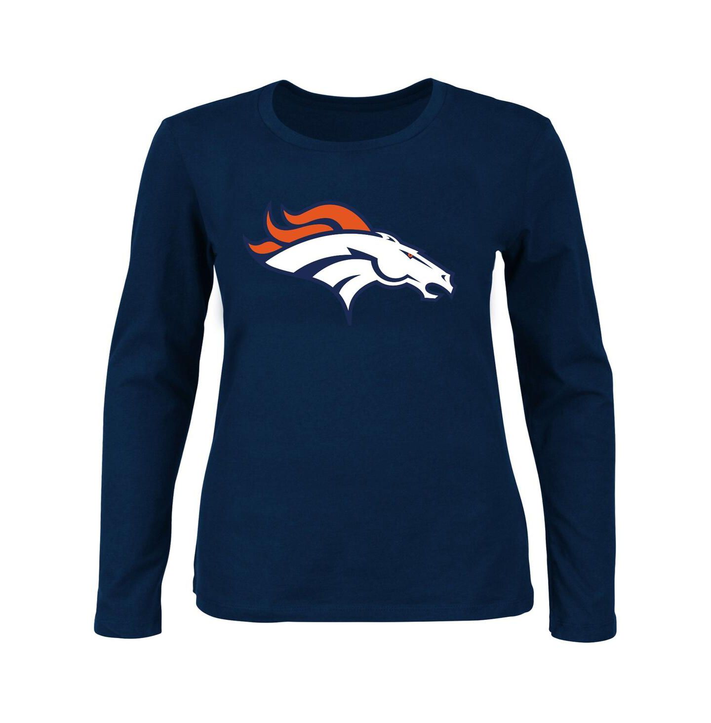 Женская футболка Fanatics Navy Denver Broncos Plus Size Scoop Neck Long Sleeve — фото 1