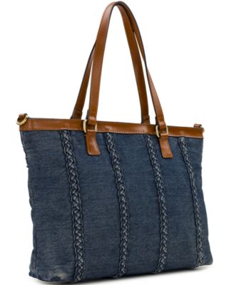Nadine Medium Denim Crossbody Tote Bag
