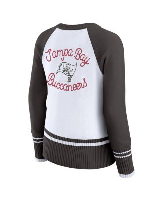 Women's White/Pewter Tampa Bay Buccaneers Color Block Raglan Sweater