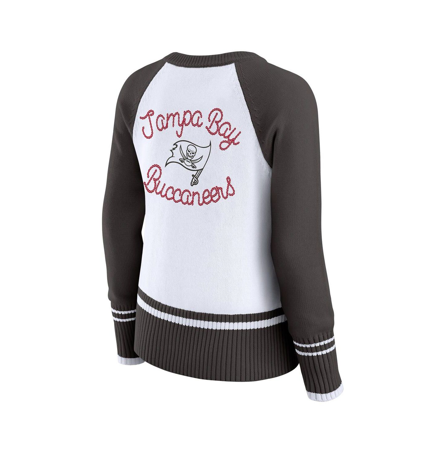Женский свитер WEAR by Erin Andrews White/Pewter Tampa Bay Buccaneers Color Block Raglan — фото 4