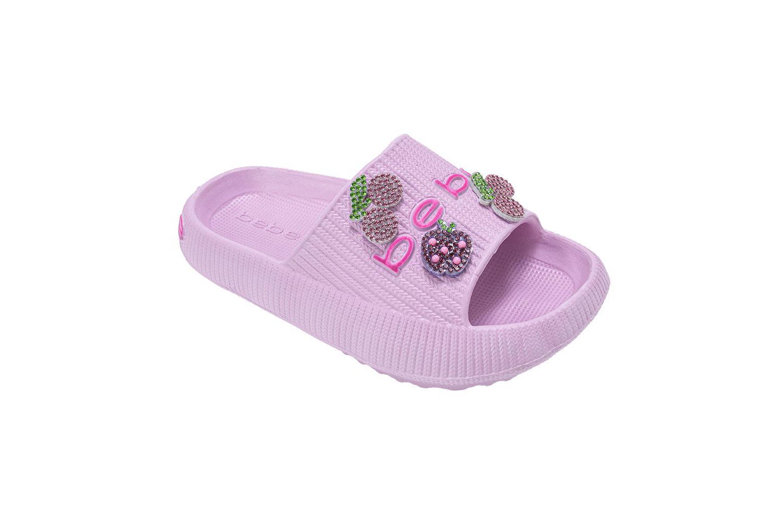 Girls Girls EVA Slide - Lightweight Comfy Slide Sandals with Rhinestone Fruit Patches