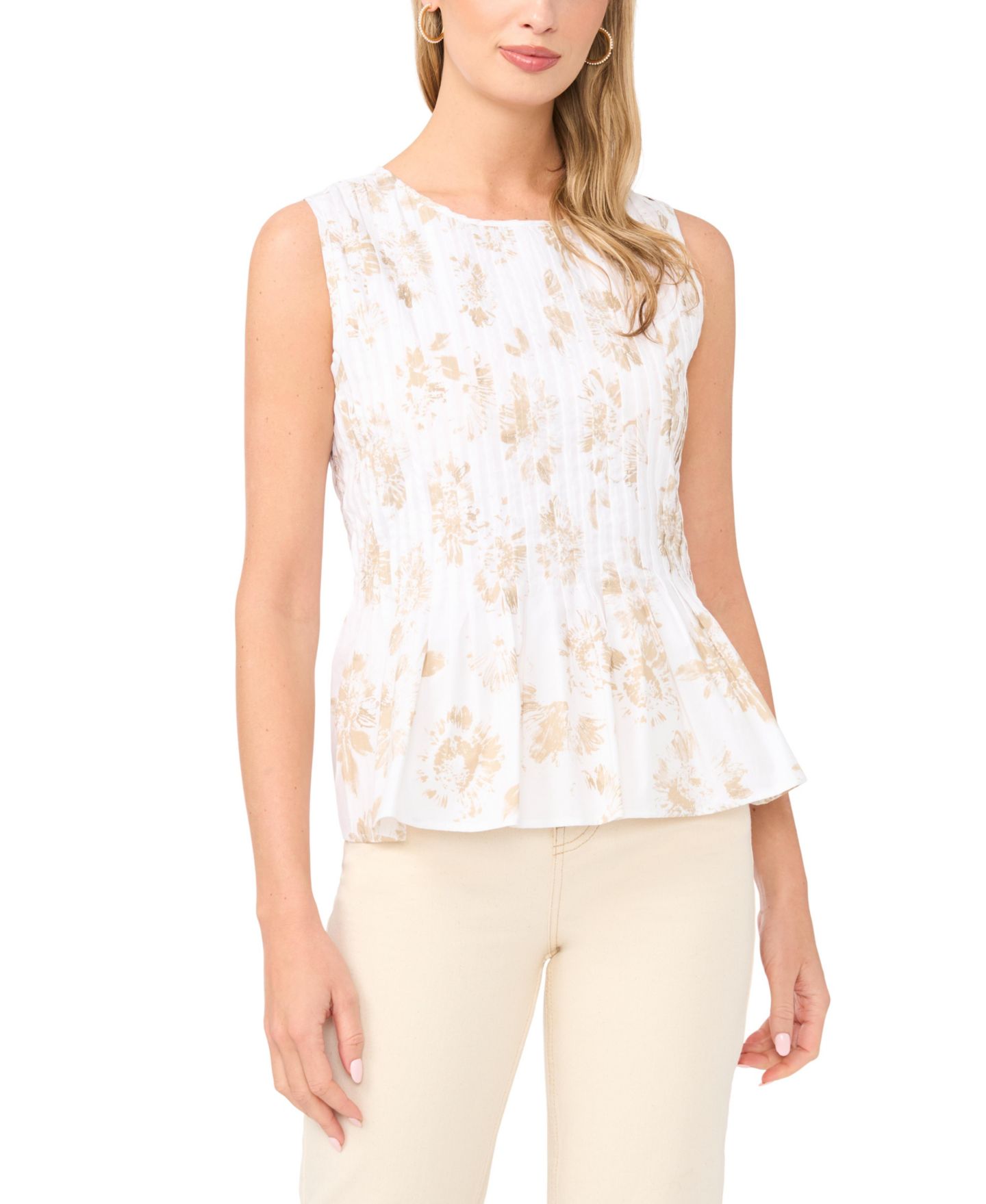 Женская блузка Vince Camuto Peplum Sleeveless, цвет: Белый — фото 1