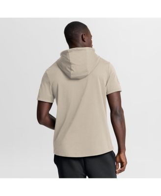 Men's Tan Detroit Red Wings Authentic Pro Road Short Sleeve Hoodie