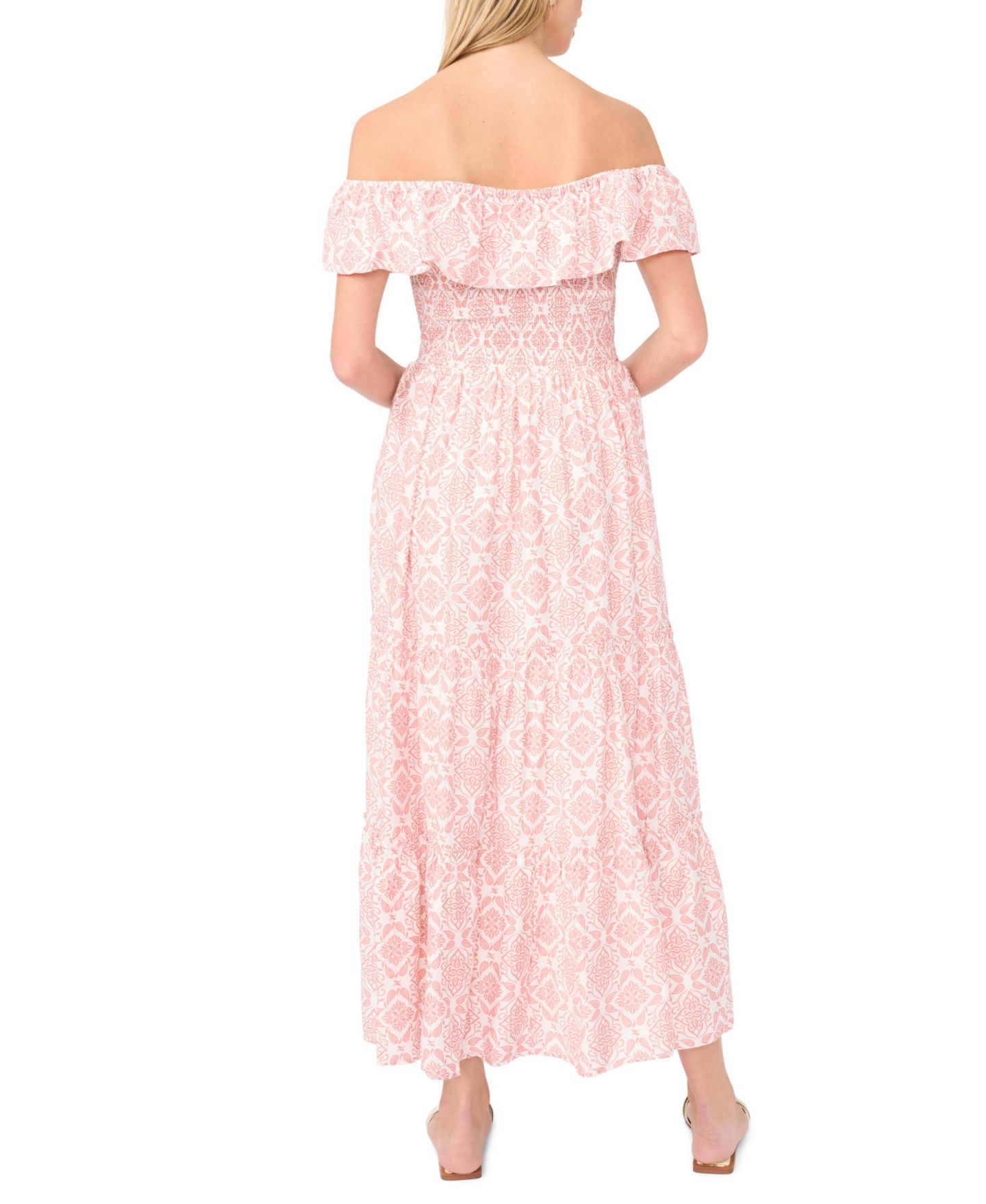 Женское платье Vince Camuto Off-The-Shoulder Ruffle Tier, цвет: Розовый — фото 4