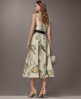 Women's Floral Sleeveless Midi A-Line Dress