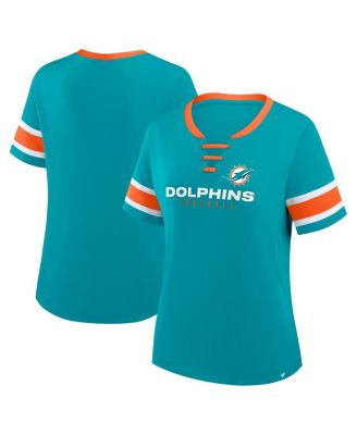 Women's Aqua Miami Dolphins Redzone Draw Play Athena Lace-Up T-Shirt