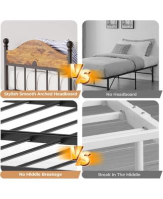 Daybed With Trundle, Metal Twin Day Bed With Stylish Headboard, Sofa BedFrame With Pop Up Foldable Trundle Bed, Heavy Duty Steel Slats Platform