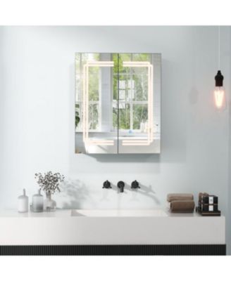 Bathroom Mirror Medicine Cabinet with Lights and 2 Doors
