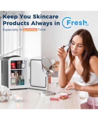 Portable Mini Fridge, 4L Skincare & Beverage Cooler (AC/DC)