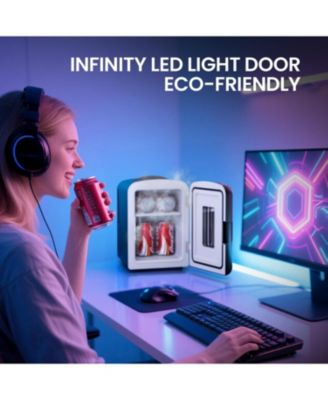 4L Portable Mini Fridge with Vibrant LED Gaming Lights