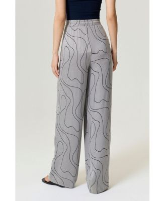 Women's Flowy Wide-Leg Tailored Pants