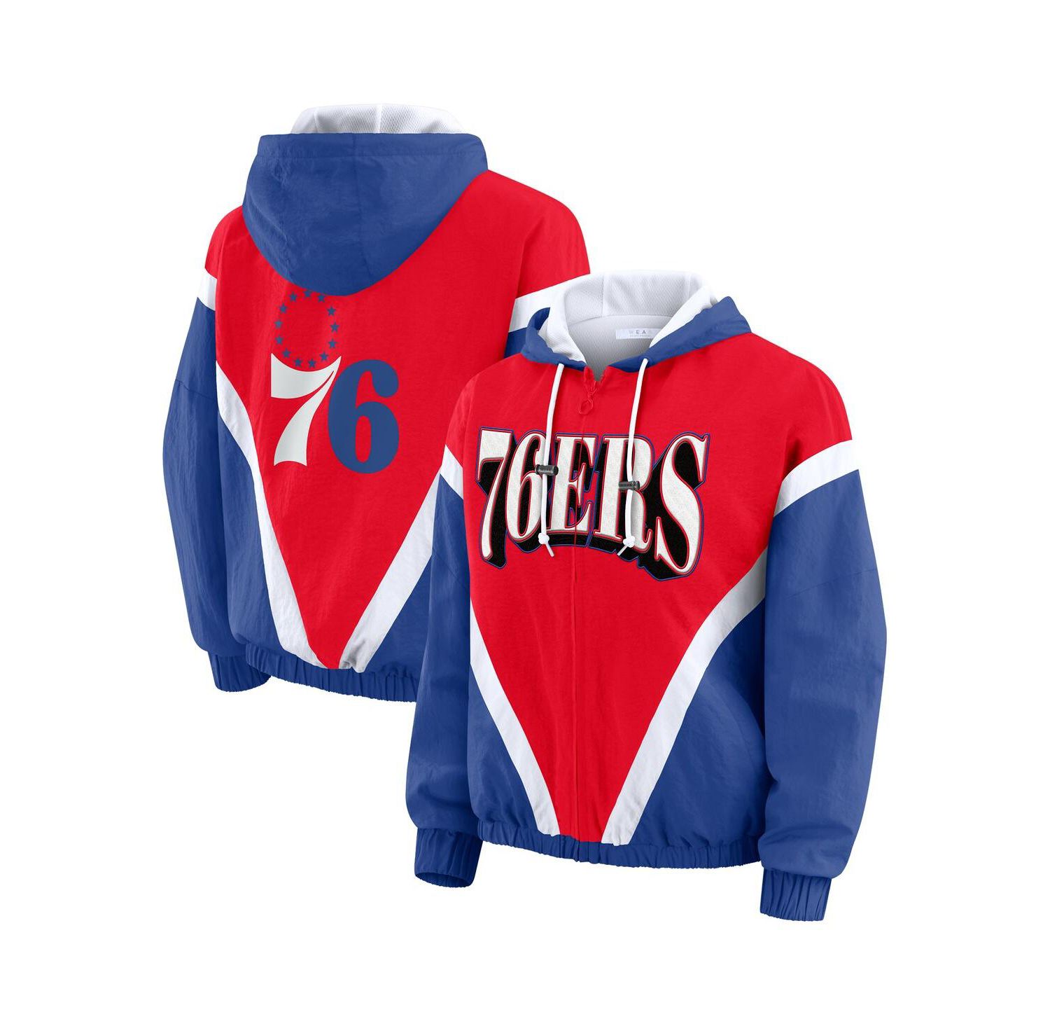 Women's Red/Royal Philadelphia 76ers Color Block Full-Zip Hoodie Windbreaker Jacket