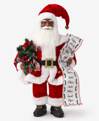 Heritage African American Standing Santa with Tree and List