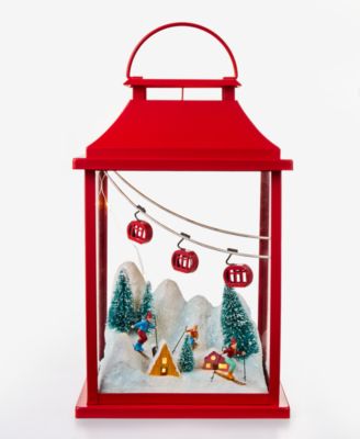 Heritage LED Metal Lantern with Snowy Scene D&eacute;cor