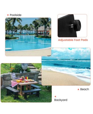 Square Weighted Patio Umbrella Base Stand 36 lbs Outdoor w/ 3 Adapters