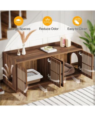 2 Cats Litter Box Enclosure, 55.1-Inch Extra Large Hidden Litter Box Furniture