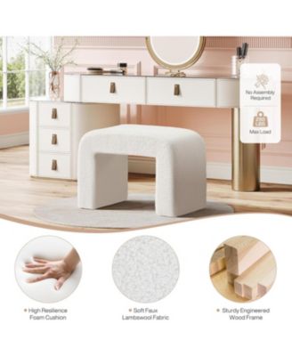 Foot Rest for Couch, Modern Faux Sherpa Ottoman Foot Stool