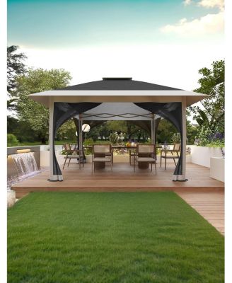 13x13 FT Gazebo Tent Outdoor Pop Up Canopy Tent with Netting, Adjustable Height Instant Gazebos