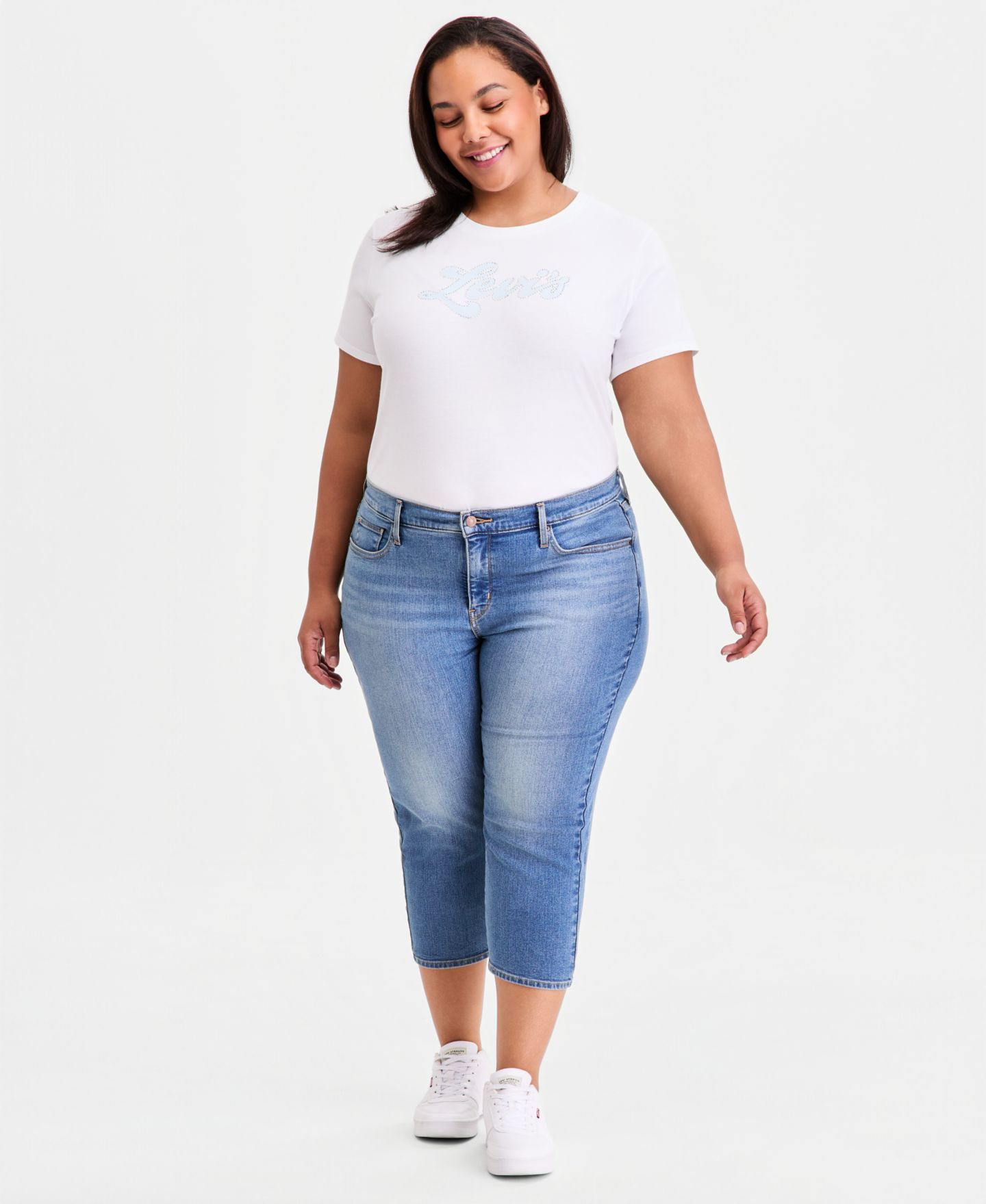 Женские джинсы Levi's Trendy Plus Size 311 Shaping Skinny Capri, цвет: Джинсовый — фото 2