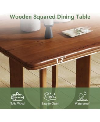 Wooden Square Dining Table for 2-4 People, Small Dinner Table for Dining Room, Kitchen, Small Space