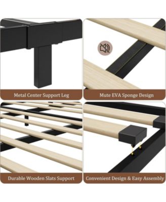 King Industrial Metal Bed Frame Headboard 12 Inch Under Bed Storage Platform Wood Slats No Box Spring Easy Assembly Noise-Free