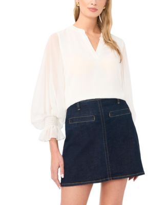 Women's Split-Neck Long-Sleeve Top