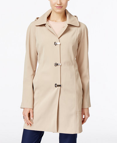 London Fog Clip-Front Hooded Raincoat, Only at Macy's