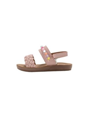 Big Girls Girl's  Fashion Sandals – Woven Vamp Style with Beads and Logo Charm