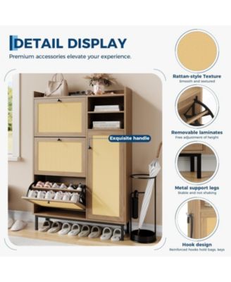 Shoe Cabinet for Entryway with 3 Flip Drawers Freestanding Shoe Organizer Cabinet with Metal Legs for Hallway Storage