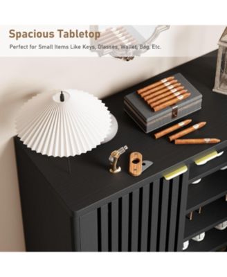 Narrow Shoe Cabinet with Breathable Louver Doors 6 Tier Modern Hidden Shoe Entryway Cabinet Perfect for Closet Living Room Hallway E