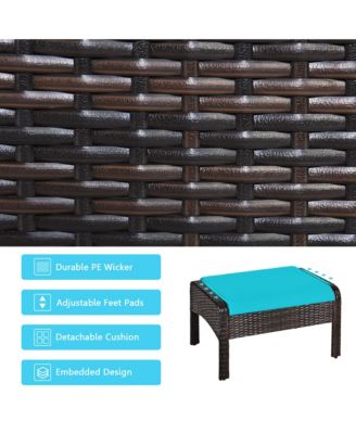 5 Piece Rattan Wicker Sectional   Furniture Set Patio Set w/ Cushion