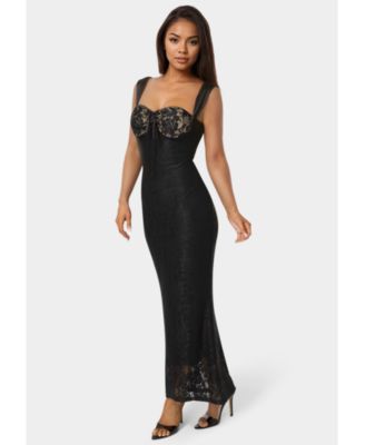 Women's Lace Bustier Midi Dress
