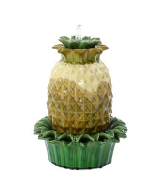 Pineapple Ceramic Indoor/Outdoor 17.1-In Tall Tabletop Fountain, Tan Top