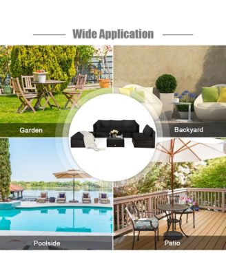 6PCS Rattan Patio Sectional Sofa Set Outdoor Furniture Set w/ Cushions