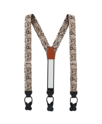 Men's Vintage Comic Art Novelty Silk Button End Suspenders