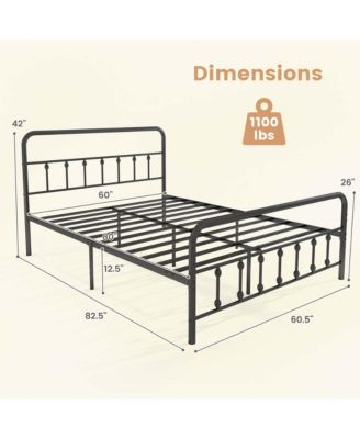 Queen Size Bed Frame with Headboard Under Bed Storage No Box Spring Needed
