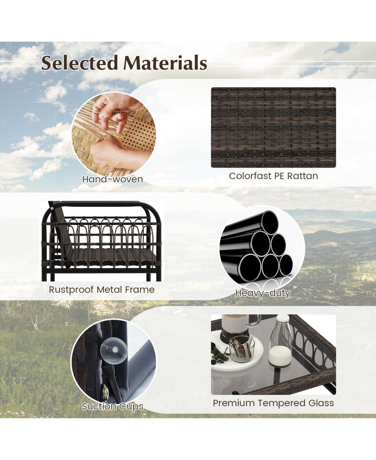 Gymax 8 Piece Patio Wicker Conversation Bistro Set Furniture Set w/ Cushions