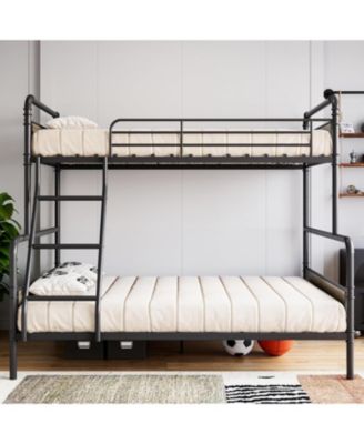 Bunk Bed with High Guardrail and Ladder,Twin Size Convertible Metal Bunk Beds for Kids/Teens/Adults, No Box Spring Needed