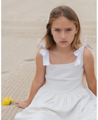 Toddler Girls Linen Bow Shoulder Dress