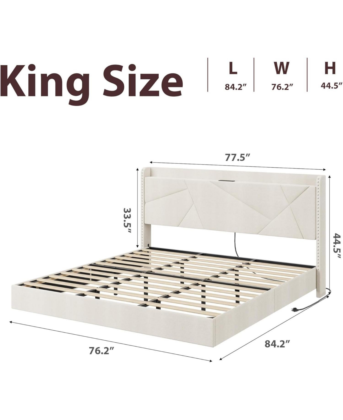 gaomon Floating Bed Frame with Led Lights & Charging Station
