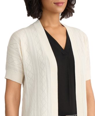 Petite Open Stitch Short-Sleeve Cardigan