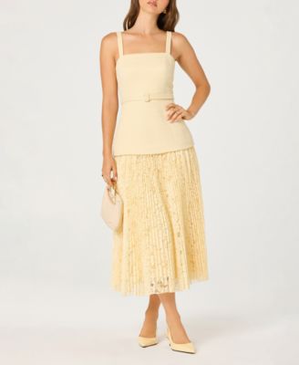 Women's Square Neck Drop-Waist Maxi Dress